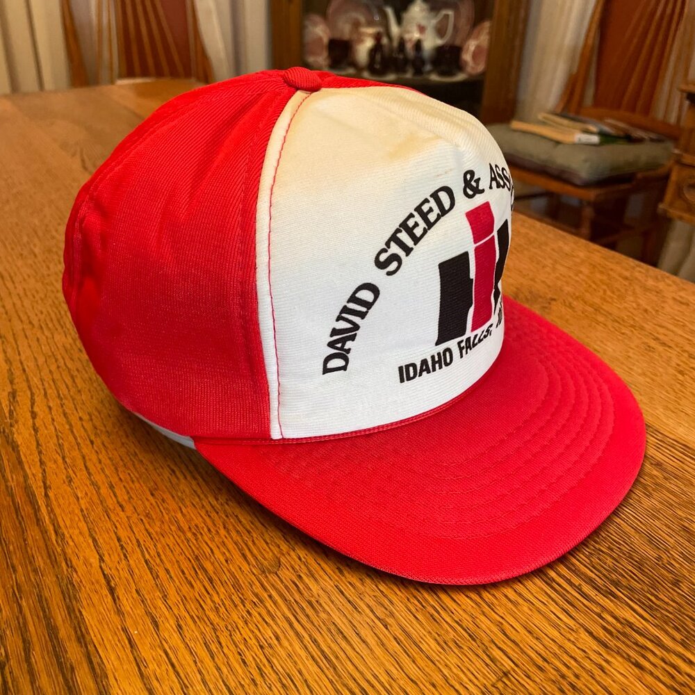 Men's Vintage David Steed & Associates IF, Idaho Red/White Snapback Trucker Hat - Picture 4 of 11